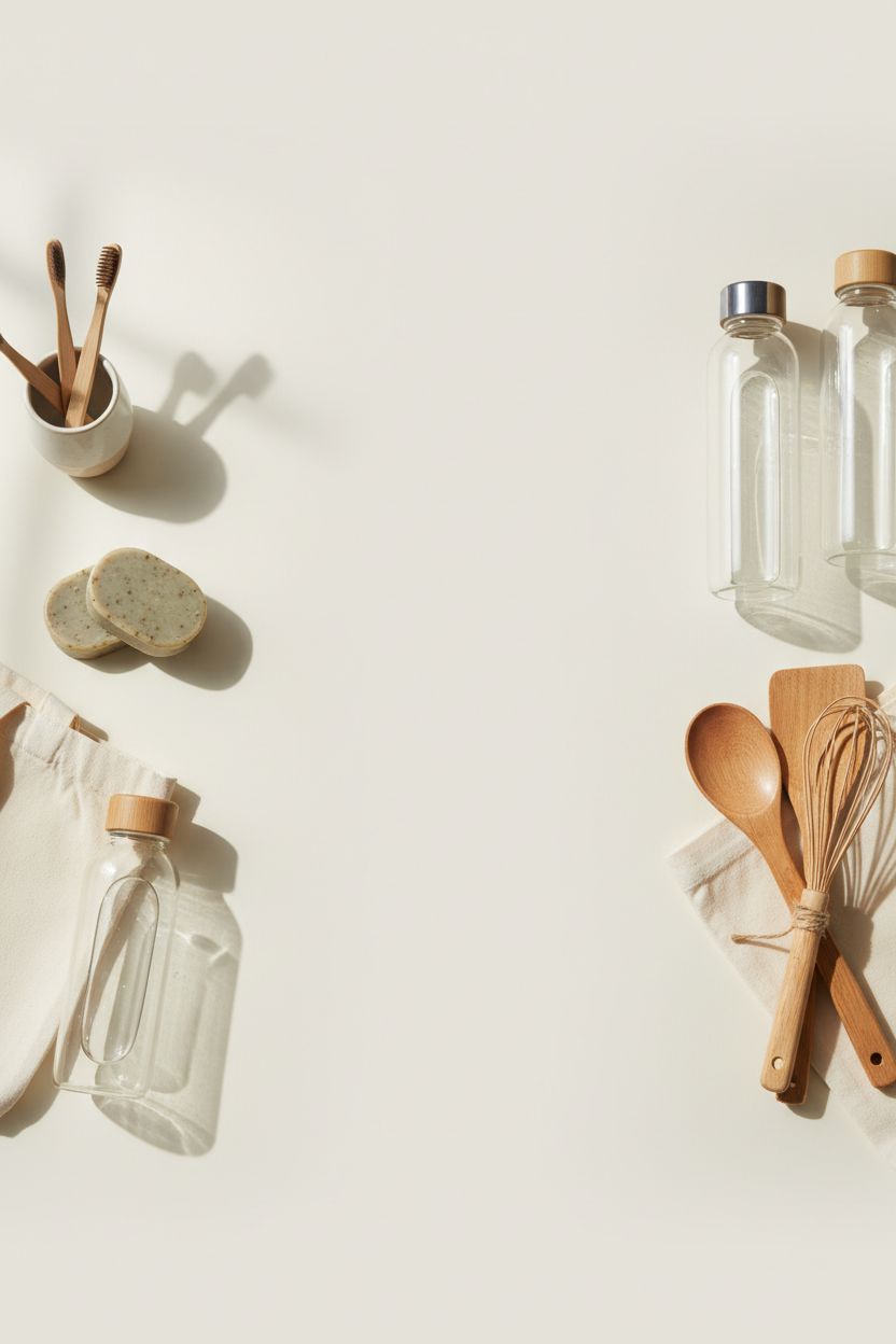 Eco-Friendly home/everyday products for the 'hero' image on my home page, need to be able to see the text in the centre that will go over it, needs to be effective on mobile and look the best on there